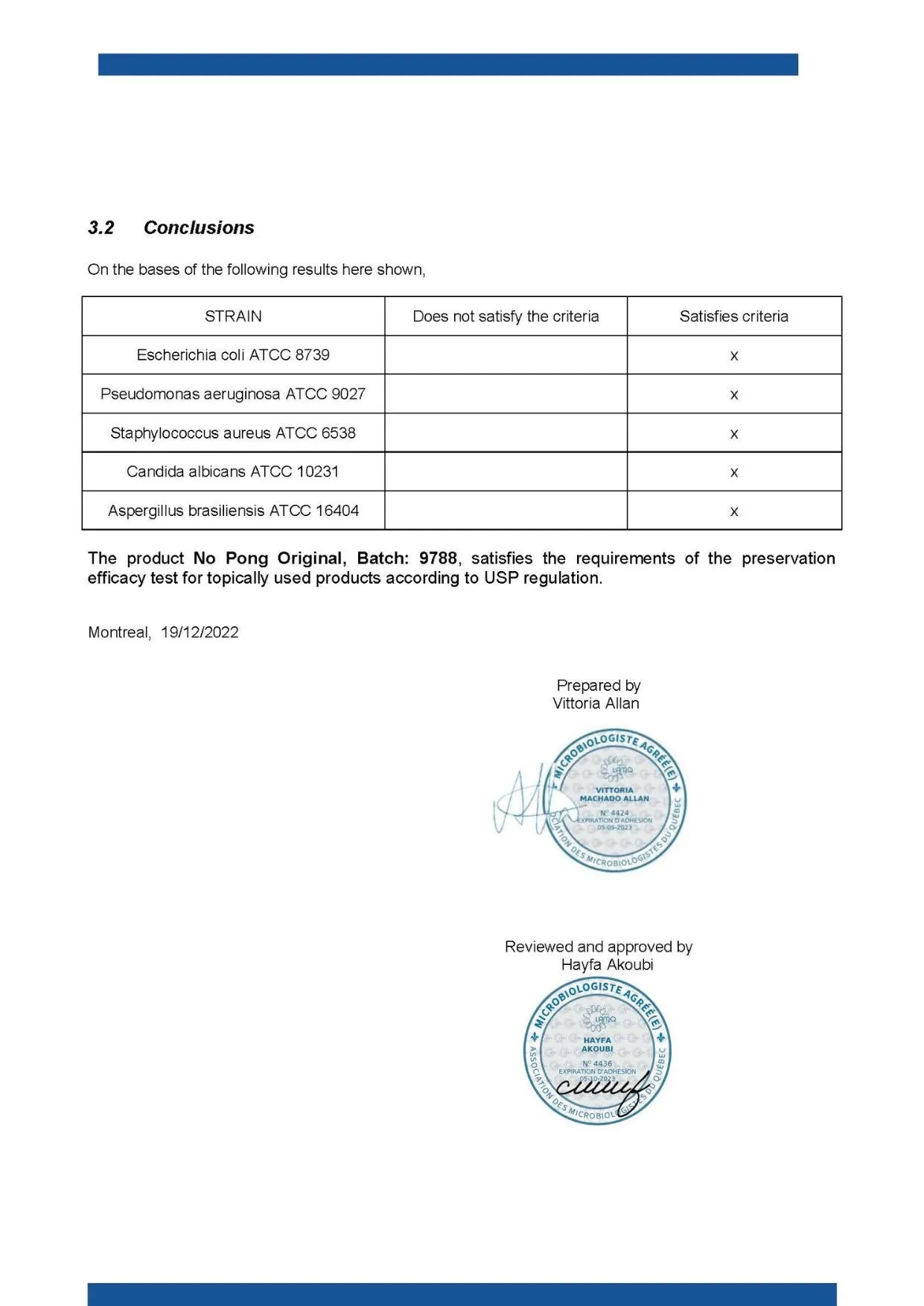 Certificate: No Pong Original Challenge Test Results